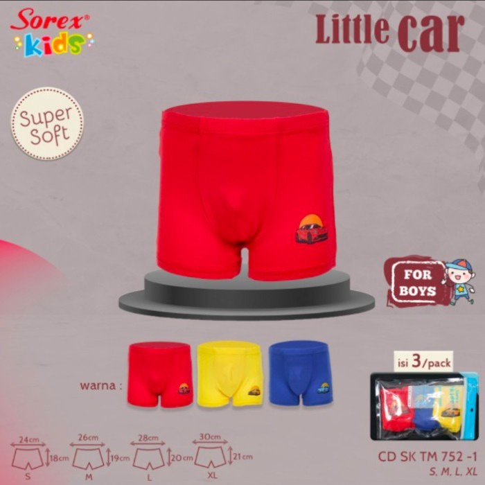 1 PCS BOXER SOREX KIDS BOY TM 752-1 MOTIF CAR