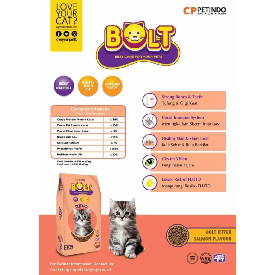 Bolt Kitten Salmon 1Kg - Makanan Anak Kucing - Cat Food