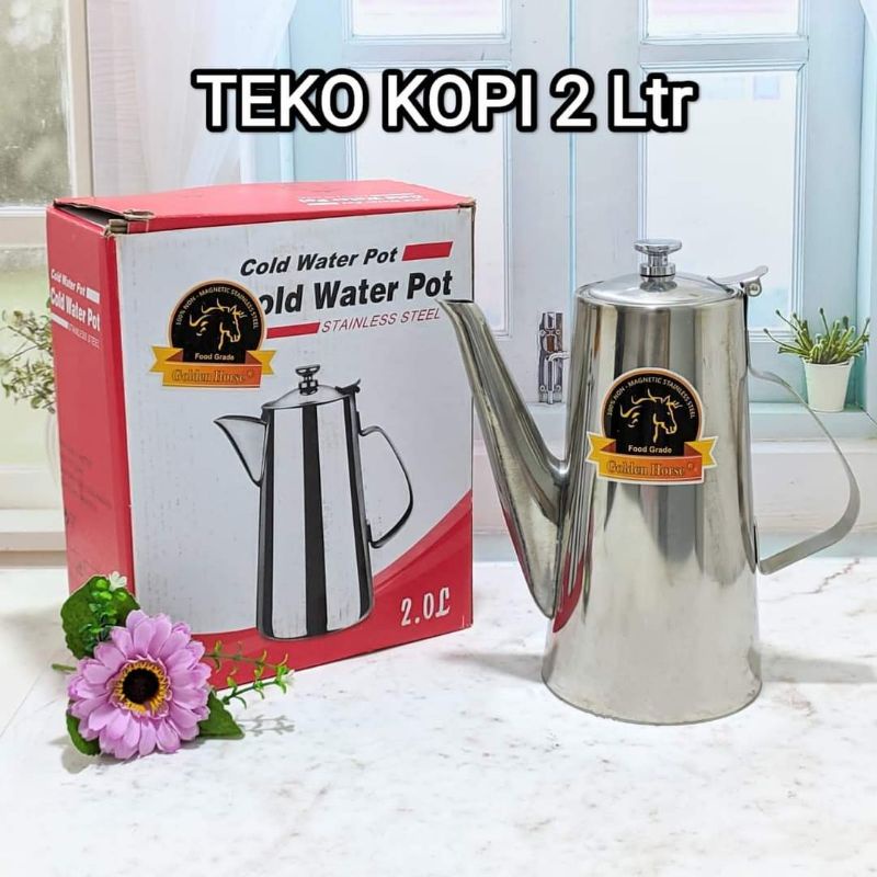 Teko Stainles Steel Ukuran 2 Liter / Teko Teh Kopi Merk Golden Horse