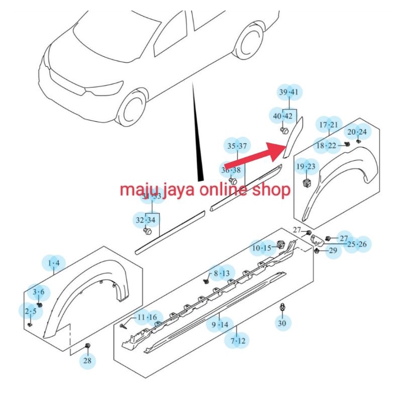 FENDER PINTU TENGAH AlL NEW ERTIGA XL7 ASLI