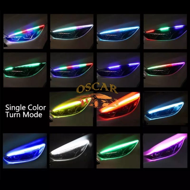 Lampu Alis LED DRL Slim RGB Remot Sen Runing 30cm 45cm 60cm 12 Volt harga 1set Lengkap