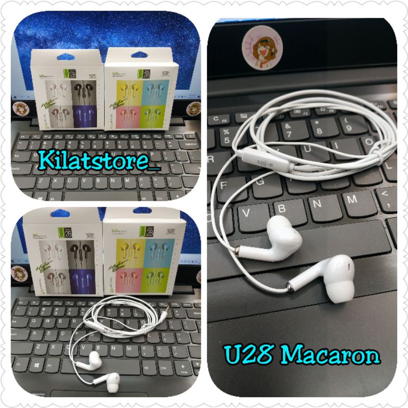 Handsfree Earphone Headset Stereo U19 Macaron Handsfree Extra Bass