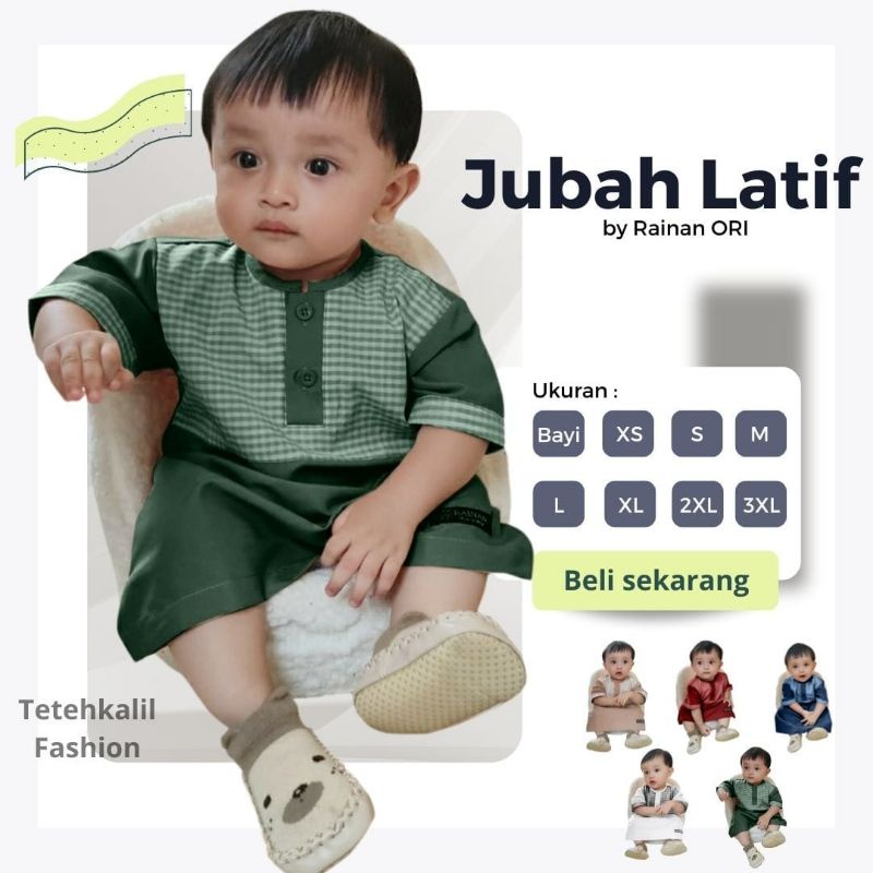 Jubah Latif by Rainan ORI Usia 0 bulan Sampai 12 Tahun Gamis Anak Laki Laki Lengan Pendek Terlaris Koko Bayi Jubah Bayi Aqiqah