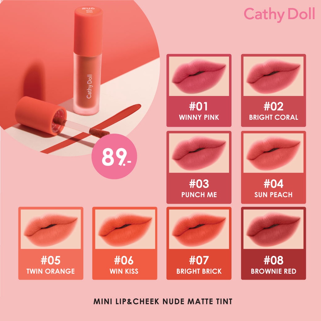 Cathy Doll Mini Lip and Cheek Nude Matte Tint Win Metawin