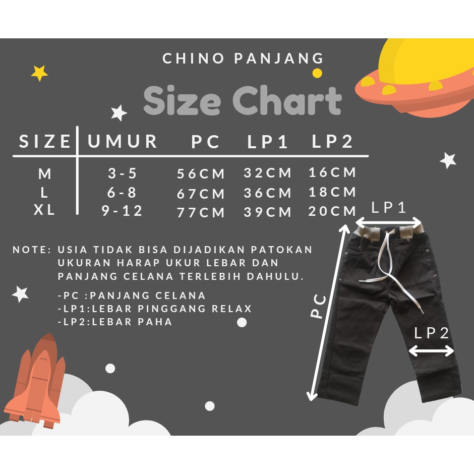 Celana Chino anak panjang usia 3-10TH Celana Chino anak murah