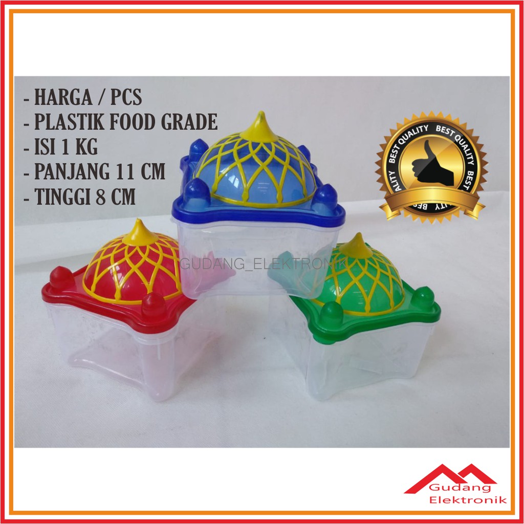 Toples Kue Kering Plastik Bening Bentuk Kubah Masjid 11 Cm Kotak Murah Bagus - TP MARIO MASJID