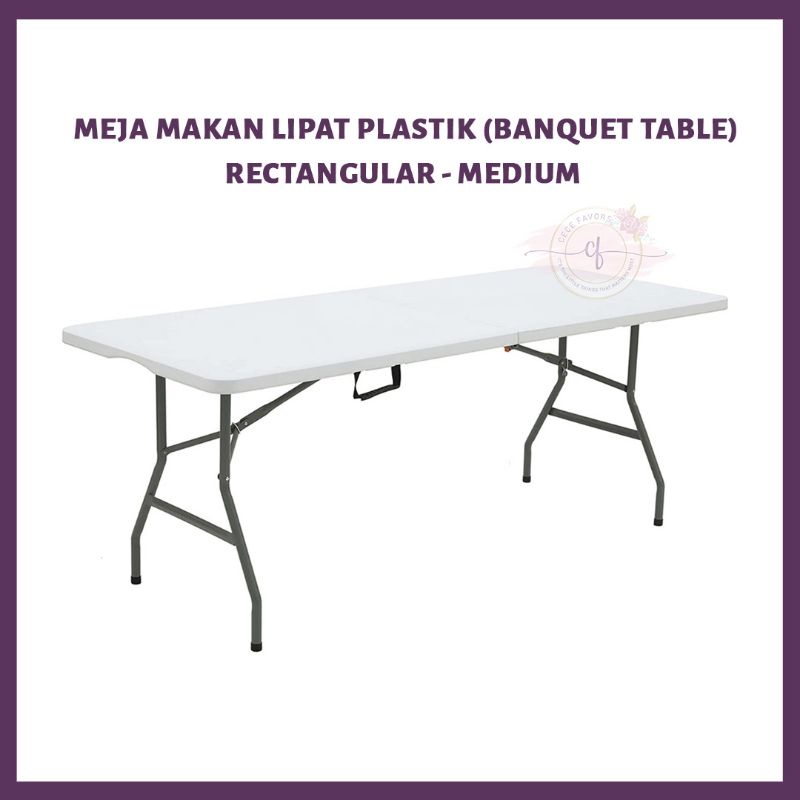 Meja Makan Lipat Plastik Serbaguna Persegi Panjang 180cm 240cm