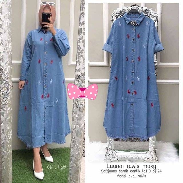 LONG TUNIK JEANS MODEL TERBARU MURAH TUNIK JEANS TUNIK MURAH TUNIK PROMO TUNIK JEANS BORDIR