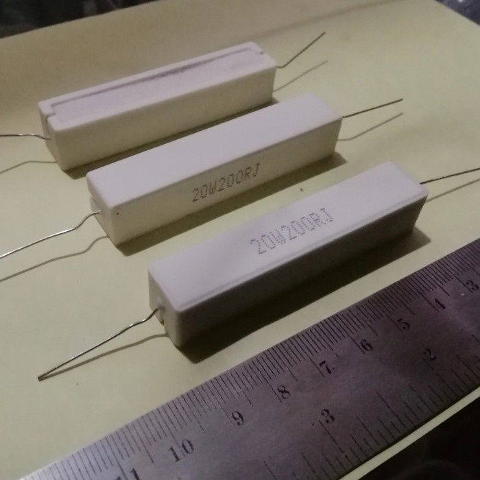 Resistor 200R 200RJ 200ohm 200 Ohm 20W 20Watt 20 Watt Tahanan Kapur