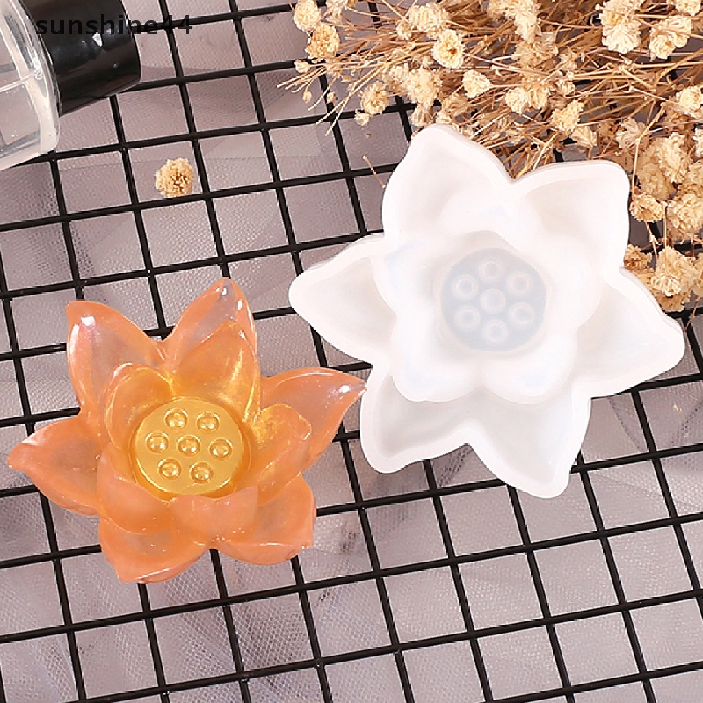 Sunshine Cetakan Silikon Bentuk Lotus 3D Untuk Membuat Lilin / Clay / Epoxy Resin DIY