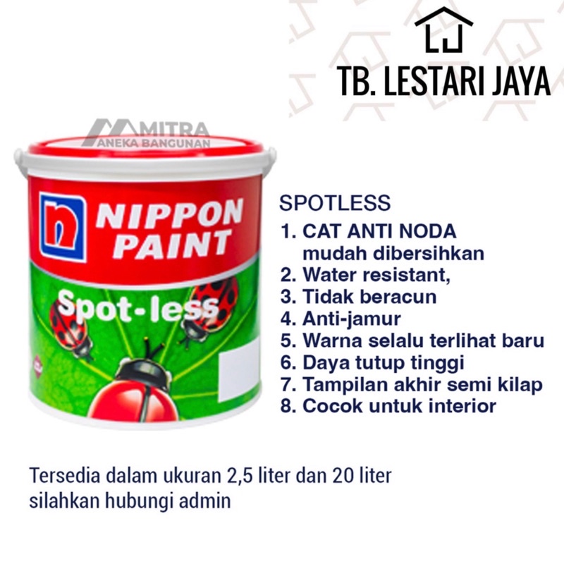 CAT TEMBOK NIPPON PAINT TINTING SEMUA WARNA LENGKAP VINILEX NIPPON SPOTLESS / CAT DINDING WATERPROOF