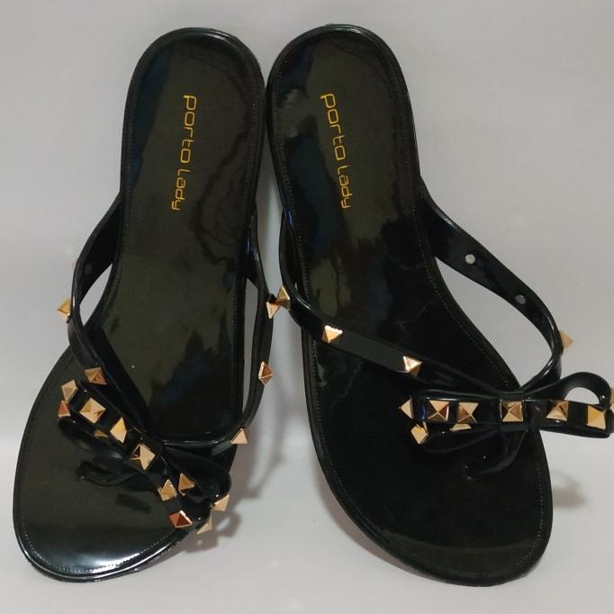 jual Sandal Flat S36-40 Jepit Tipis Karet Jelly Porto Lady Pita Blink-Blink