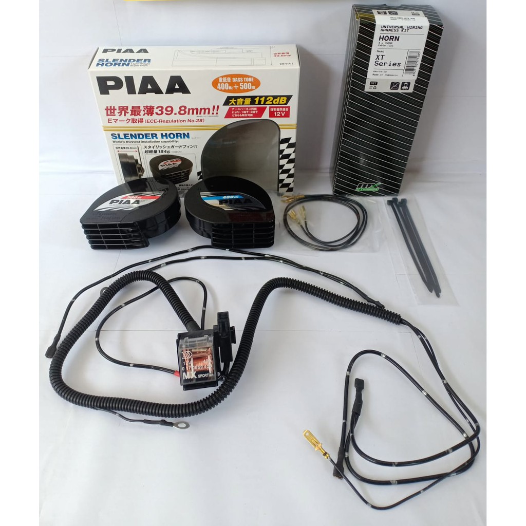 PAKET KLAKSON PIAA SLENDER HORN KEONG 12V MADE IN JAPAN SET RELAY MX