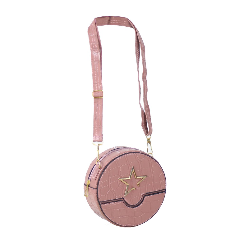 Tas Selempang Wanita Fashionable Bag Round Starvia Warna Guava Nyaman Berkualitas Sling Bag Cantik