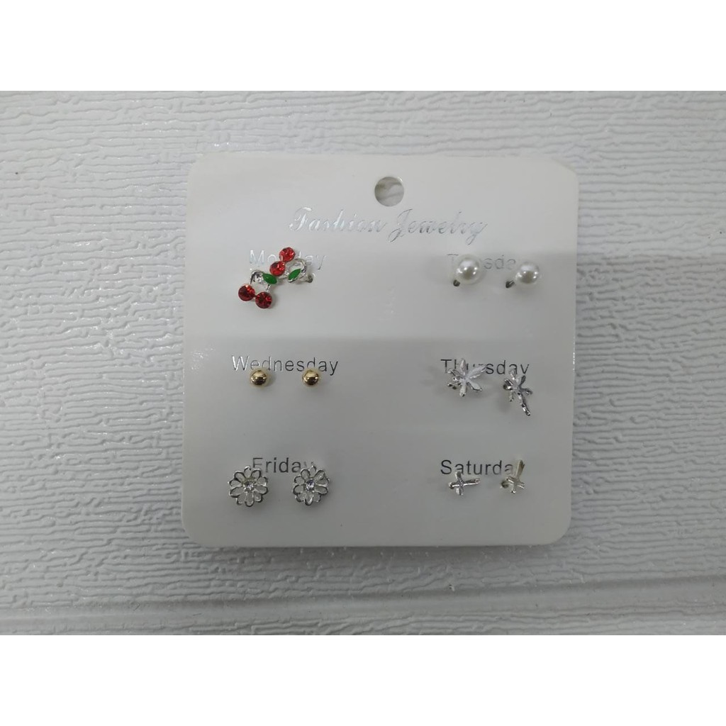 ❤️GTB❤️ A022 Anting Aksesoris Fashion Mutiara Earrings Wanita 6 Pasang Tusuk Simple GayaKorea import-10