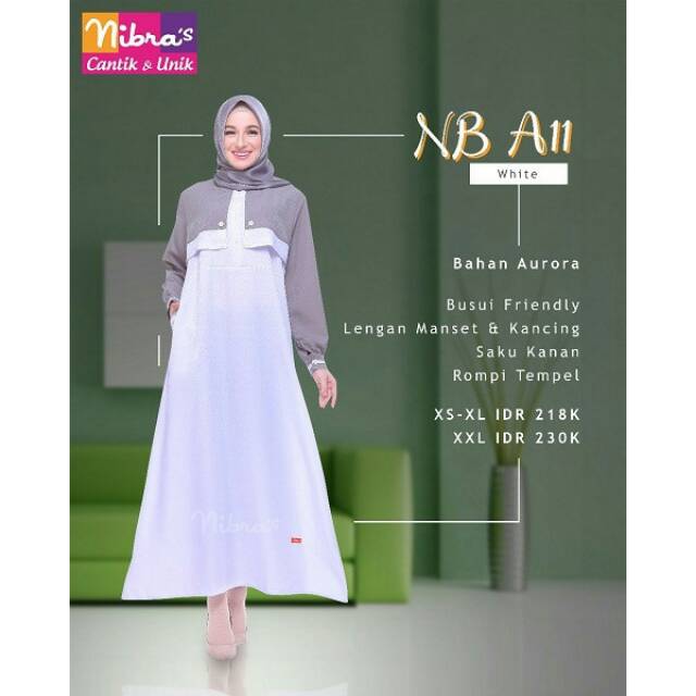 DISKON 25%  Gamis PUTIH NIBRAS NB-A11 | Gamis NIBRAS Putih DISKON | PROMO AKHIR TAHUN NIBRAS