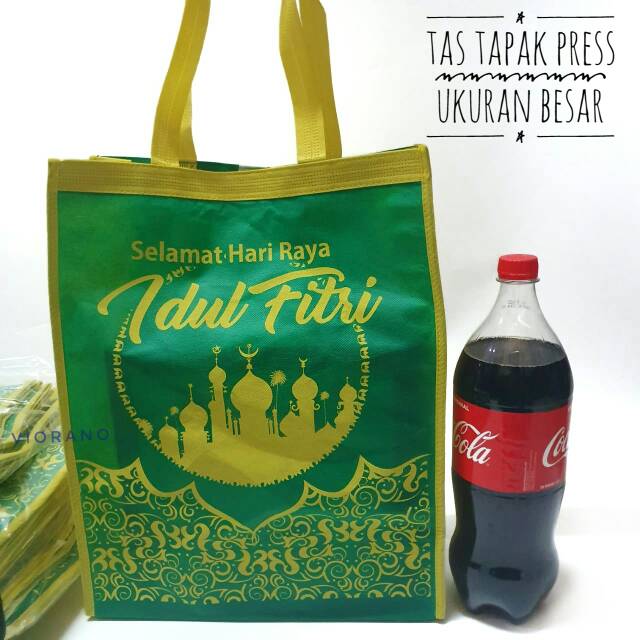 Tas Lebaran Bahan Tebal Tapak Bawah GoodieBag Press Ukuran 30x40cm Tas Belanja Spundbond Full Jahit