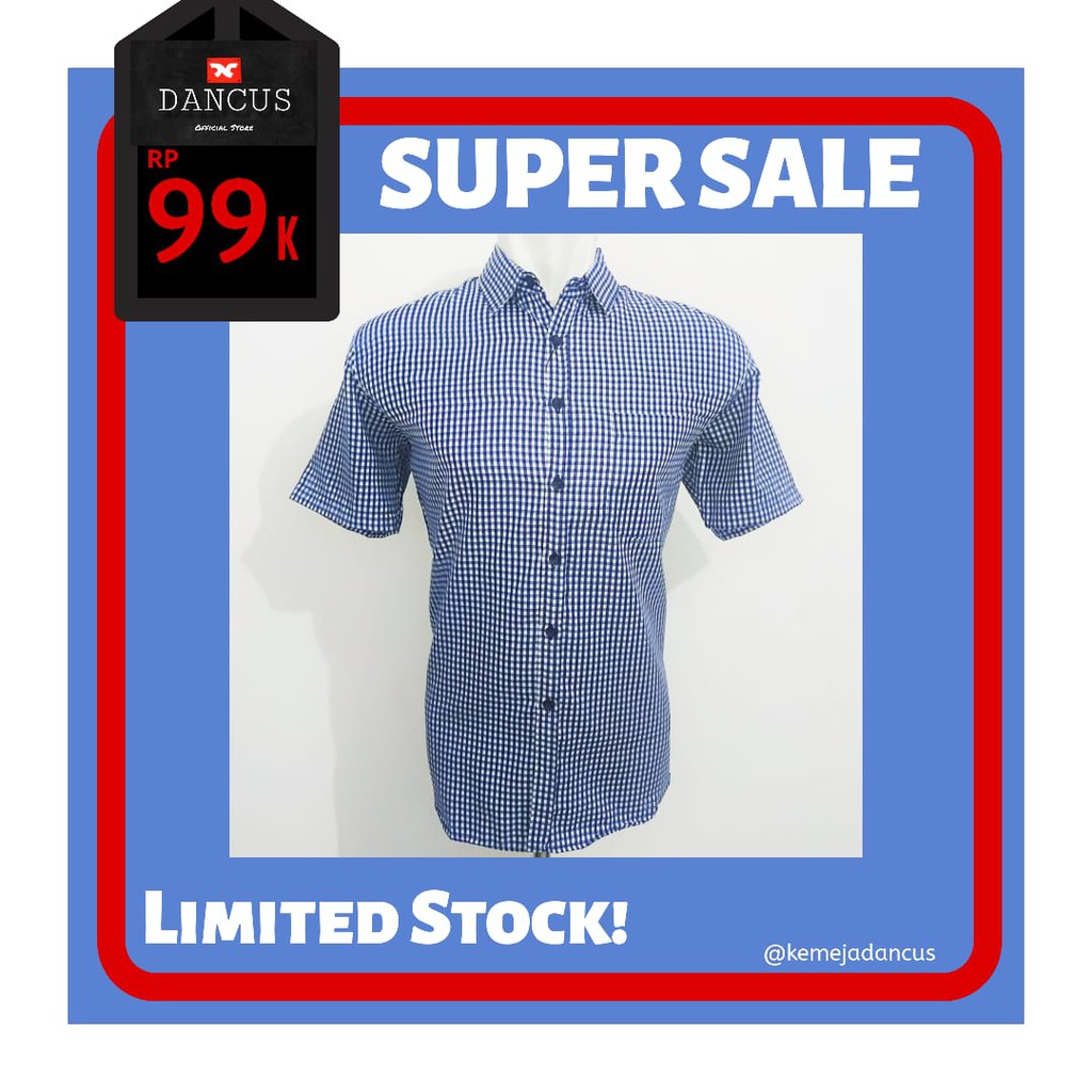 

Dancus - Promo 99rb Kemeja Tangan Pendek Pria Motif Kotak Kecil Navy