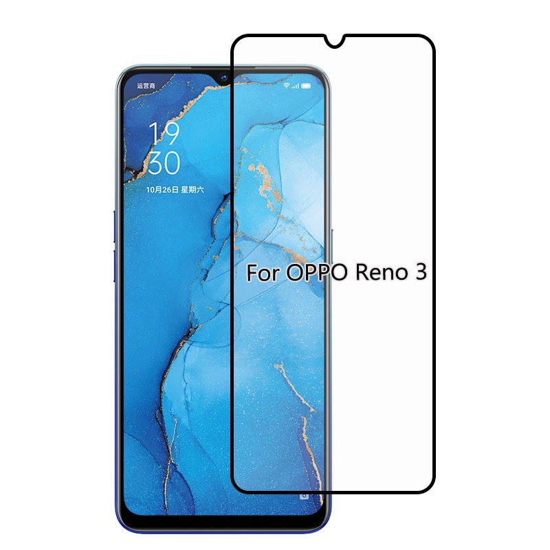 PROMO Tempered Glass OPPO RENO 3 NEW TG Layar FULL COVER Black Premium Anti Gores Kaca