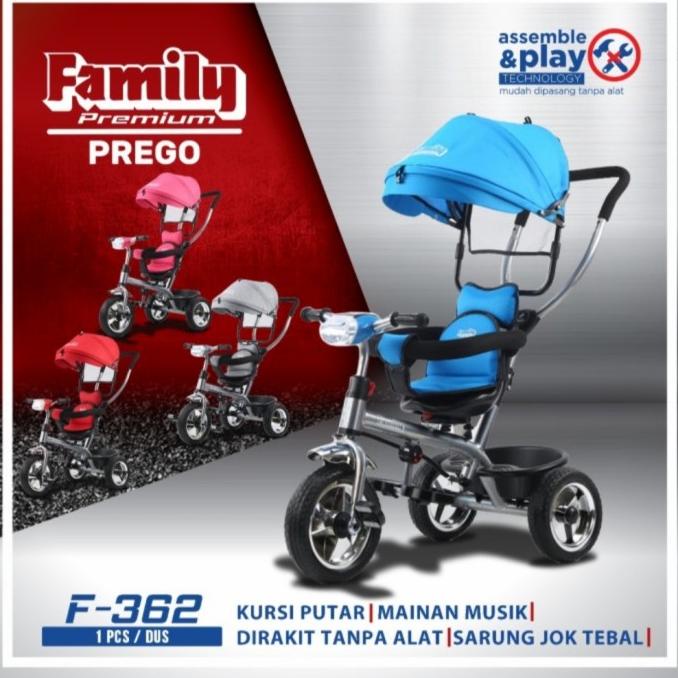 sepeda roda tiga tricyle famili prego f 362, bonus bal AA 3 pies