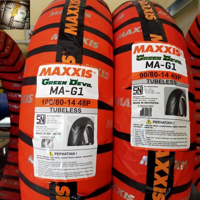 BAN Maxxis 100/80-14 & 90/80-14 MA-G1 Green Devil ( SEPASANG)