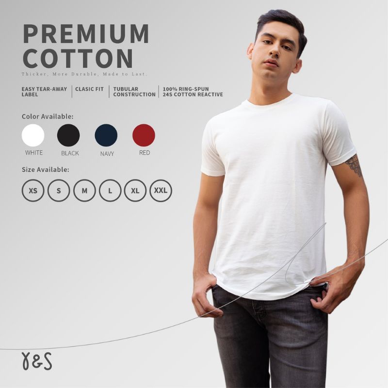 Cotton Combed 24s built-up YNS Premium Yarnspindle kaos polos tebal
