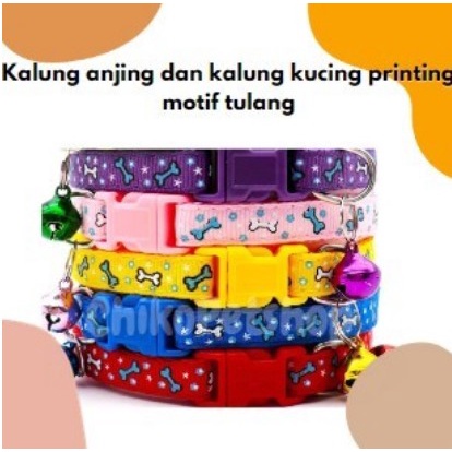 Kalung anjing dan kalung kucing printing motif tulang