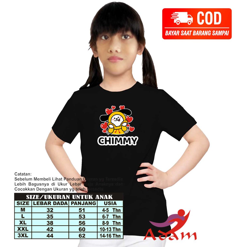 Adm 001 Baju Kaos Anak Perempuan / T-Shirt Distro / Atasan Cewek CHIMMY BT21 00002 Atasa Wanita