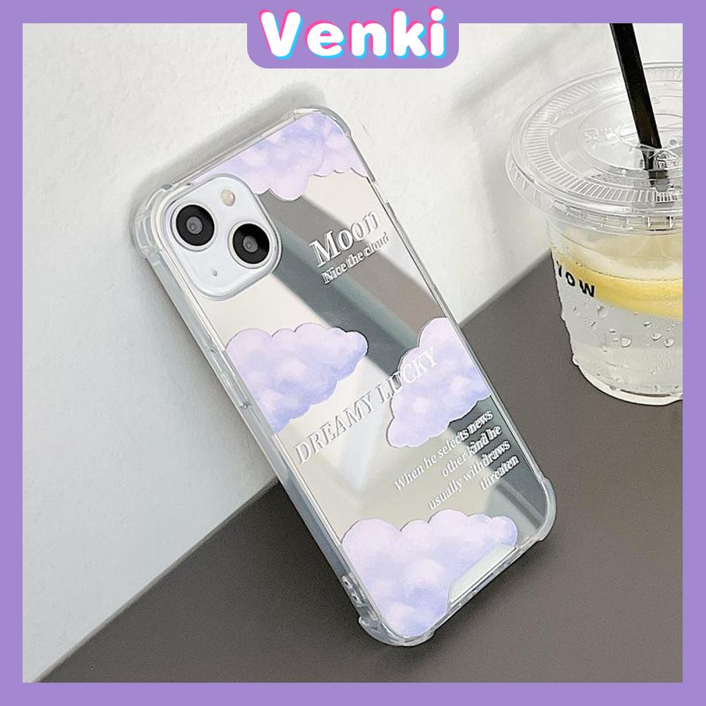 iPhone Case Acrylic Luxury Makeup Mirror Airbag Shockproof Protection Camera Purple Clouds Cute Compatible For iPhone 11 iPhone 13 Pro Max iPhone 12 Pro Max iPhone 7 Plus iPhone xr