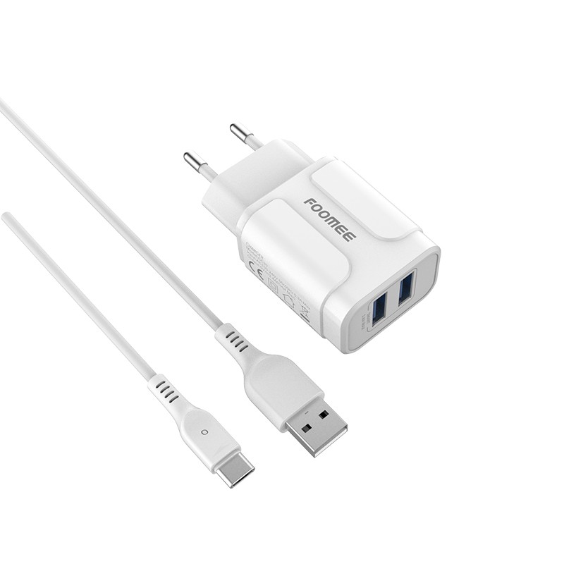 Adaptor Charger fast Charging 2.4A FOOMEE CC29 Charger Dual Port USB