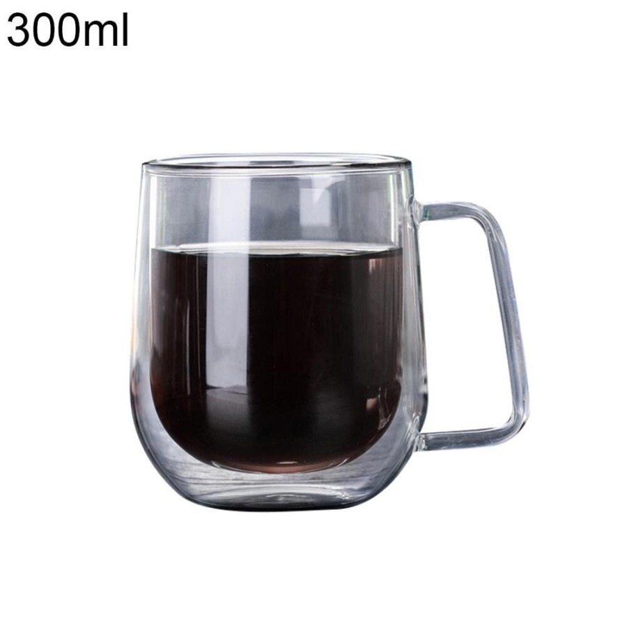 Barangunik2021 -Gelas Kopi Kaca Bening Gagang Anti Panas Double Wall Mug Dubblin Boon