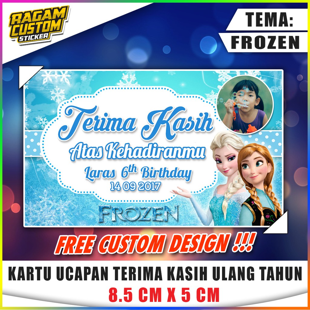 Thanks Card Kartu Ucapan Terima Kasih Tema Frozen Shopee Indonesia