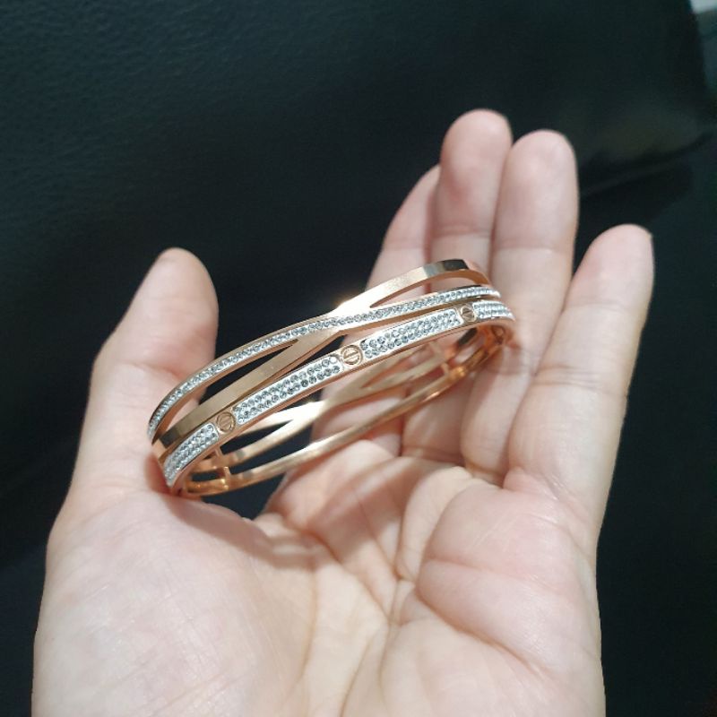 Gelang Titanium Rosegold Premium Quality tidak karatan gelang Stainless steel Branded Band