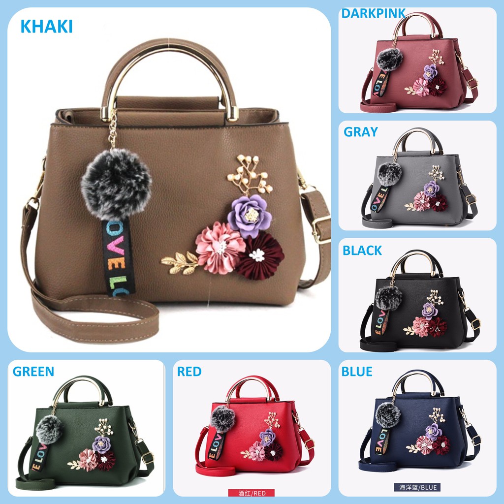 JK 501 1KG MUAT 2PCS TAS SELEMPANG IMPORT MOTIF BUNGA HANDBAG  Y9859 PX348 T161 E348 P8862 P8921