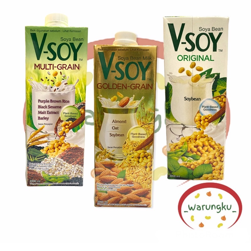 VSOY 1L Susu Kedelai Soy Milk Original Golden Grain Multi Grain Low Sugar Barista Blend Minuman Sehat