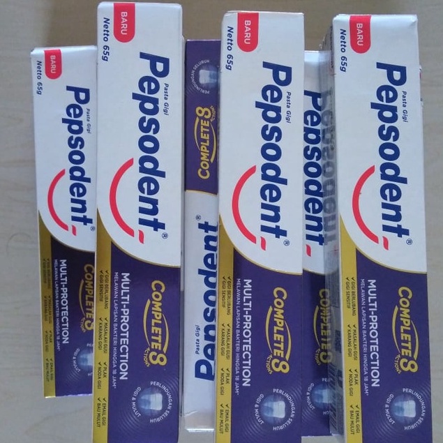 Aneka Pepsodent Pasta gigi Complate 8Action Multi protection 65gr Melindungi dari pertumbuhan gigi