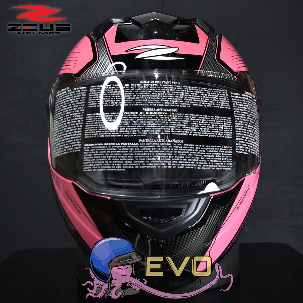 HELM ZEUS FULL FACE PINK AL6 BLACK - FREE SMOKE VISOR ZEUS ORIGINAL ( ONGKIR 2KG )