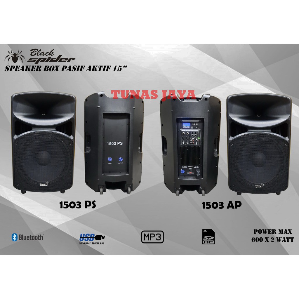 Speaker Blackspider Aktif &amp; Pasif BS 1503 Bluetooth Power Max600×2Watt