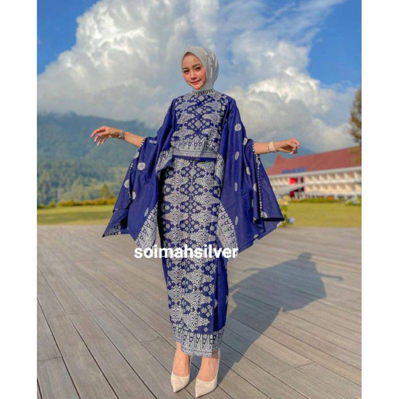 set soima navy silver terbaru-baju kondangan modern