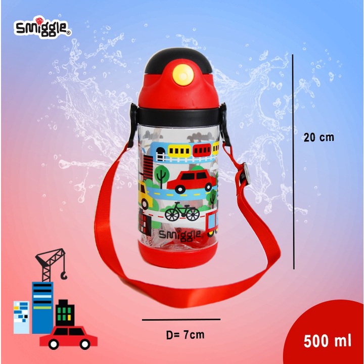 Smiggle botol minum dengan sedotan 500ml V4017