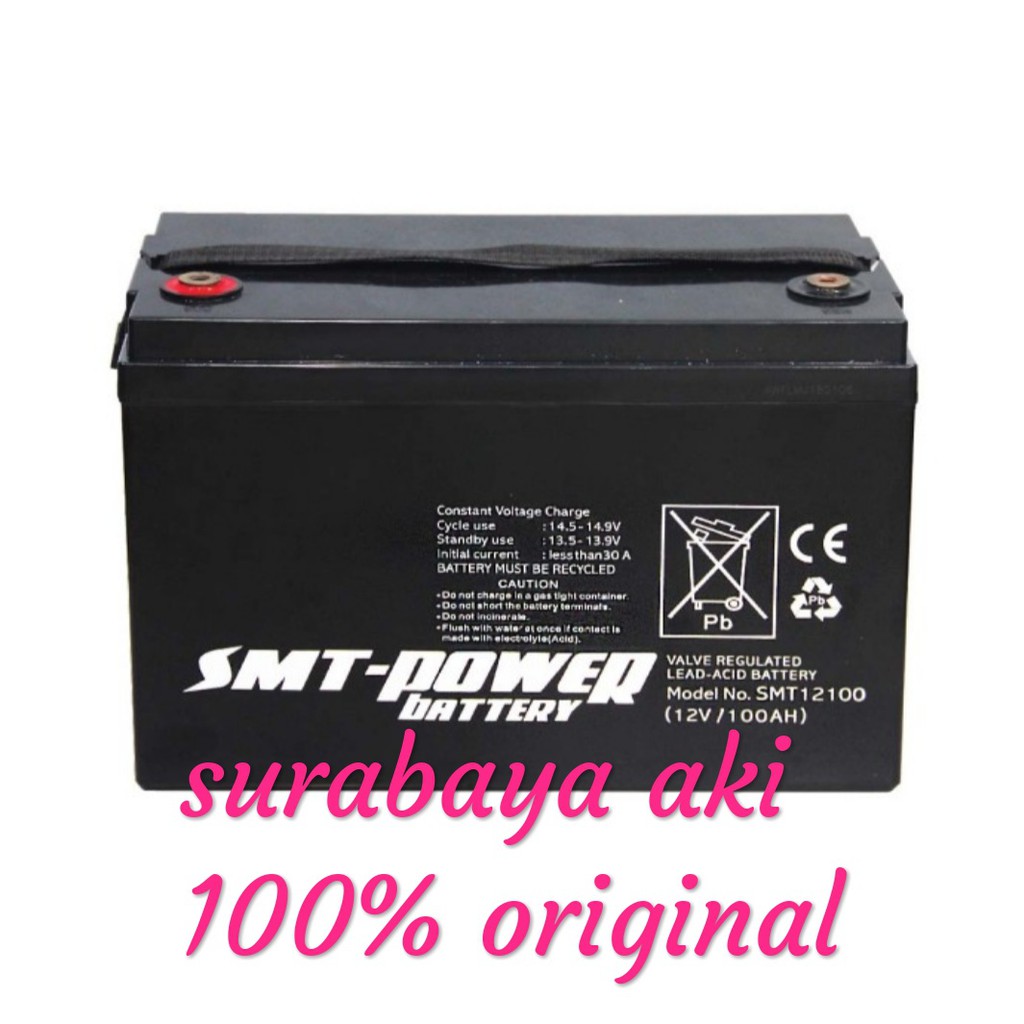 battery VRLA Aki Solar Panel baterai kering aki UPS12V 100AH 100AMPERE 12VOLT Battery SMT- POWER / Battery Deep Cycle / Baterai Aki Kering 12V 100Ah