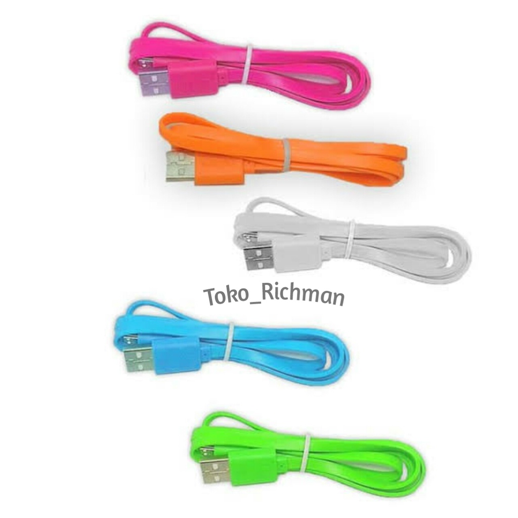 Kabel Casan HP micro USB 1M warna warni kabel lebar charger Handphone