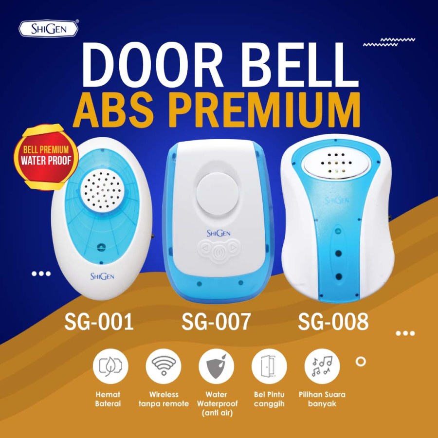 Bel Pintu/Door Bell SHIGEN Wireless Tanpa Kabel Waterproof DC BATERAI/ AC LISTRIK/1RM