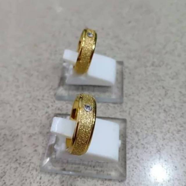 Cincin Couple Titanium Gold Permata Cincin Titanium Cincin Tunangan Cincin Pernikahan Kado pacar