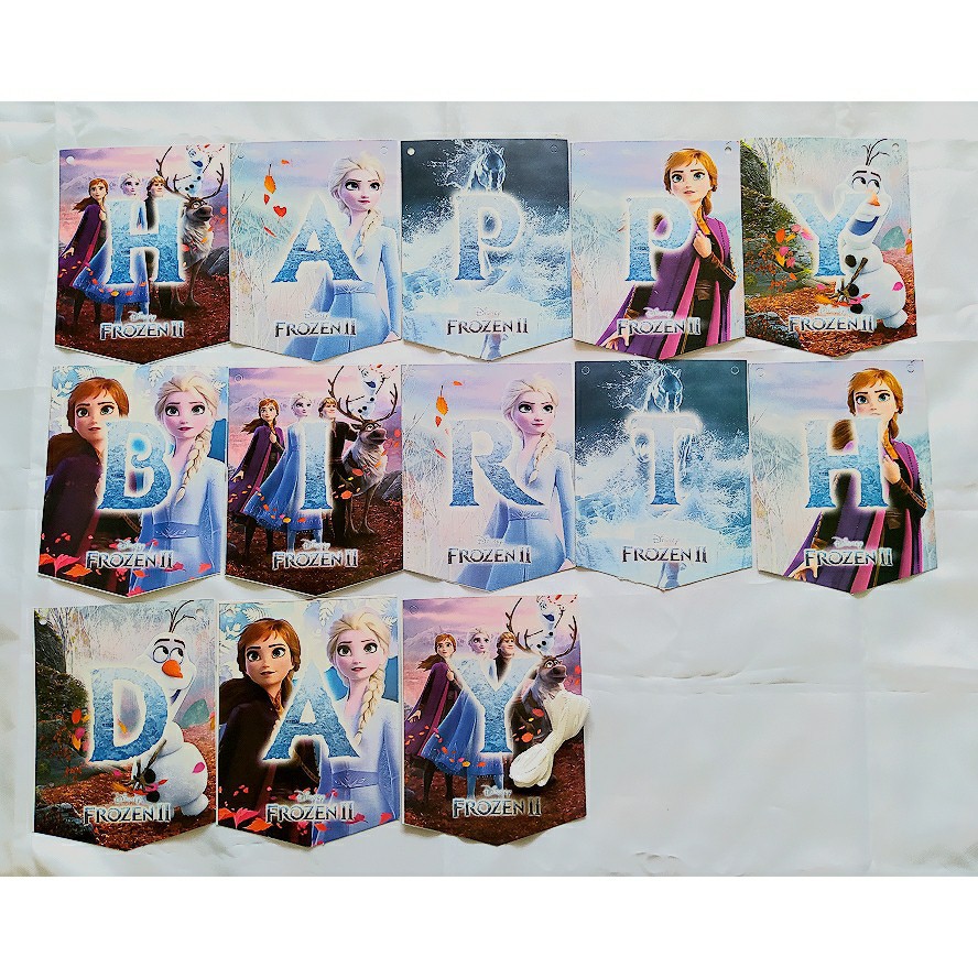 FROZEN SET DEKORASI HAPPY BIRTHDAY (banner reg +2 bulat frozen + angka biru + 2 latex biru )