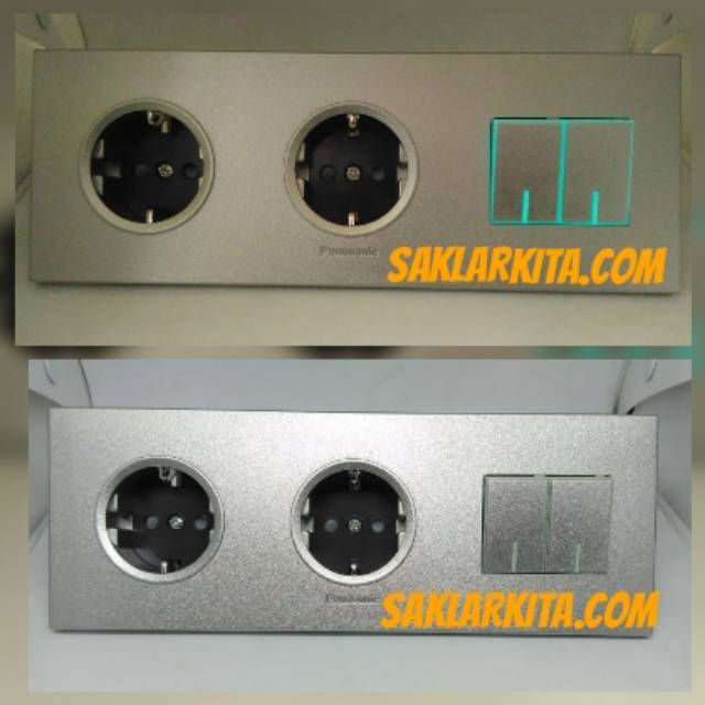 Panasonic Silver Stop Kontak 2 Gang dan Saklar 2 gang