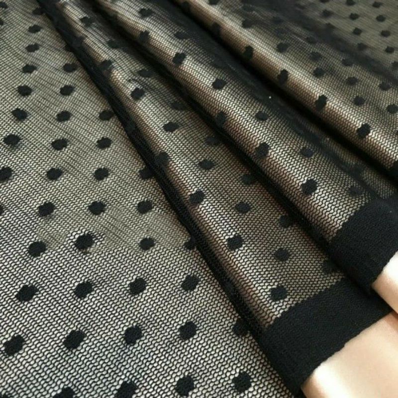 Promo 12.12 Sale KAIN TILE POLKADOT. TILE BINTIK. TILE DOT HITAM HALUS_BAHAN KOMBINASI