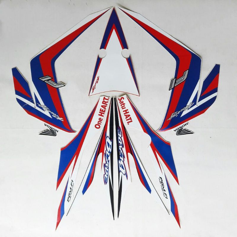 striping Honda Blade merah putih resing 2014 lis body standar