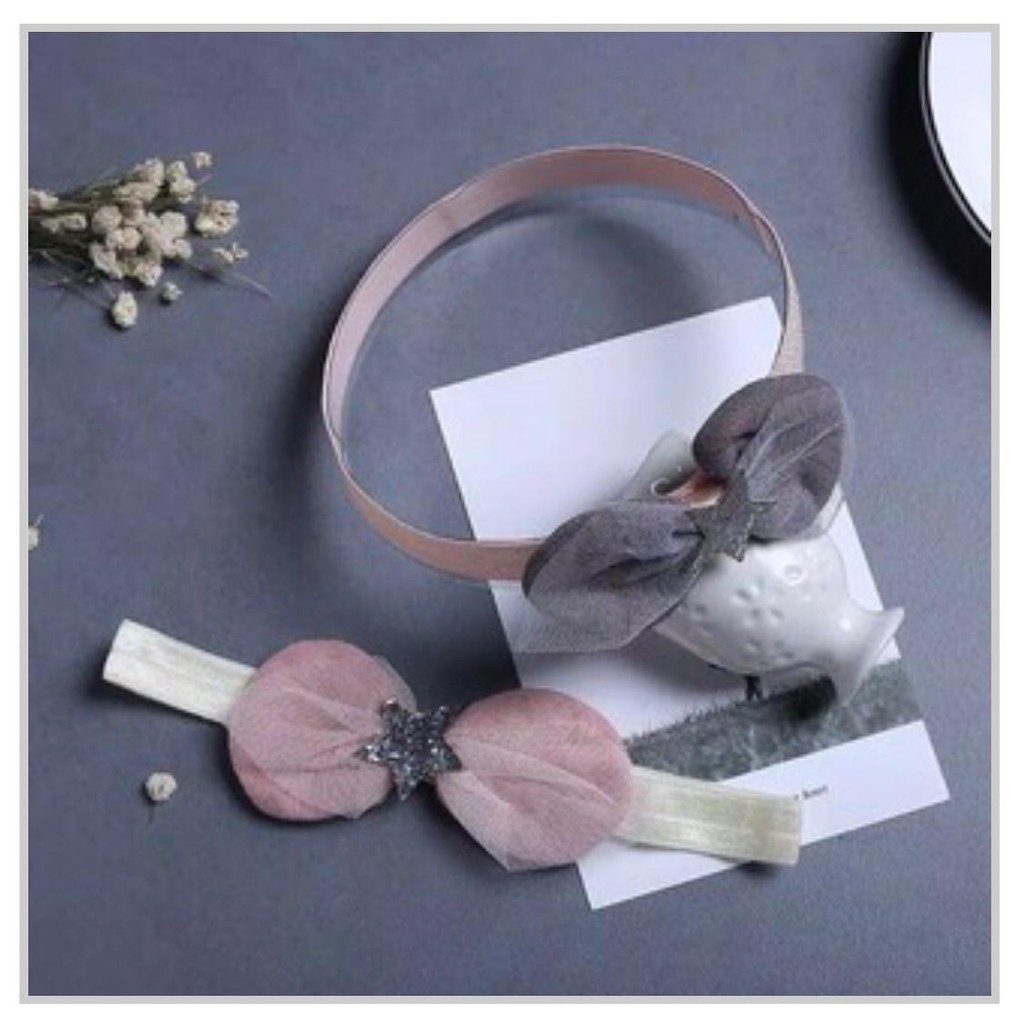 Bandana Karet Pita Anak Korea Fashion / Bandana Ikat Model Pita Bintang Manik