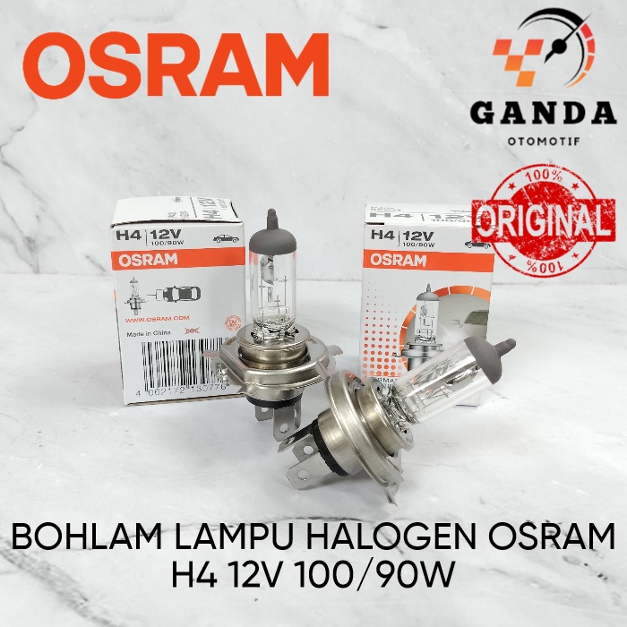 LAMPU HALOGEN OSRAM H4 12V 100/90W LAMPU UTAMA MOBIL / MOTOR ORIGINAL